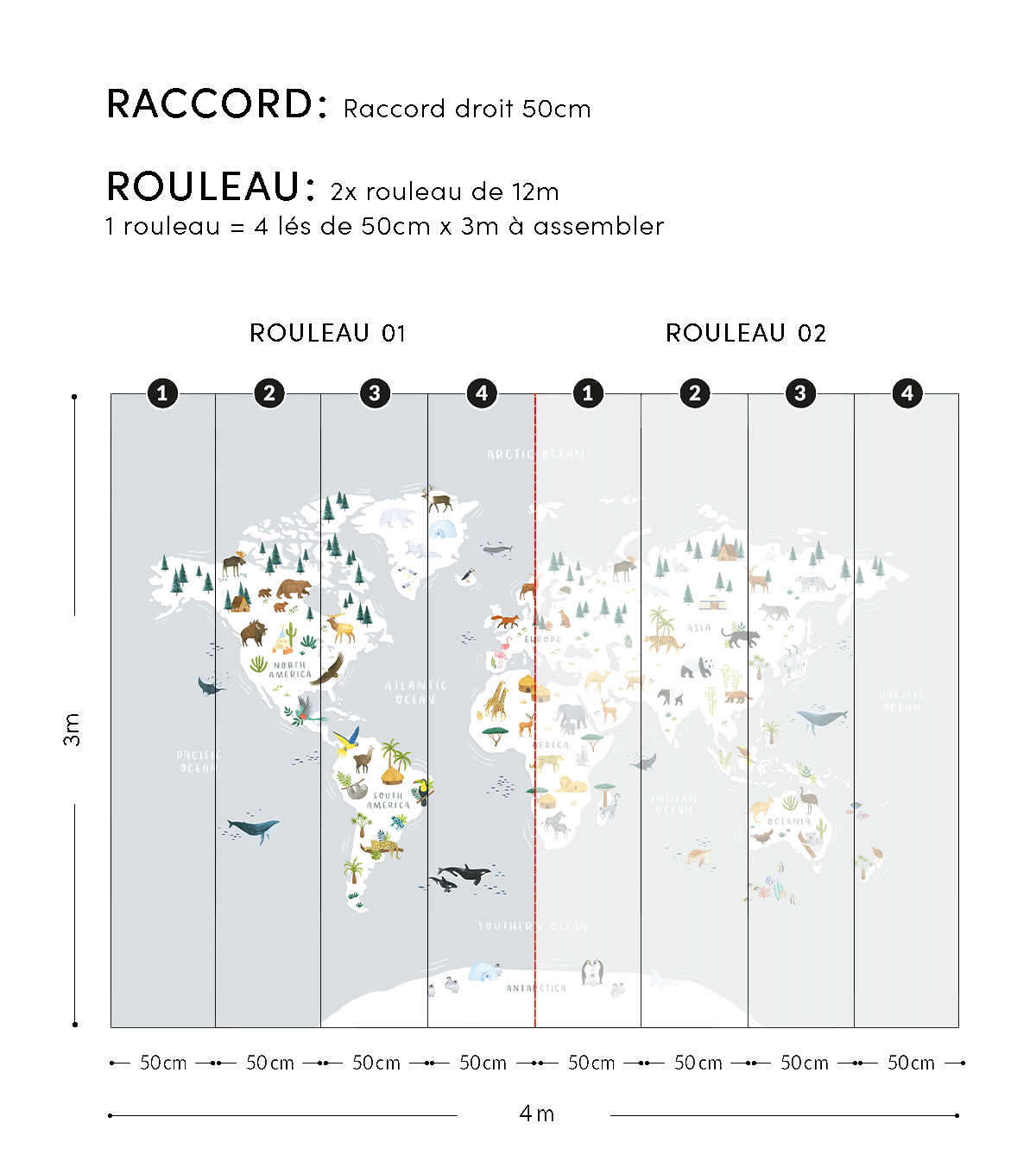 LIVING EARTH - Panoraamatapetti - Eläinten maailmankartta