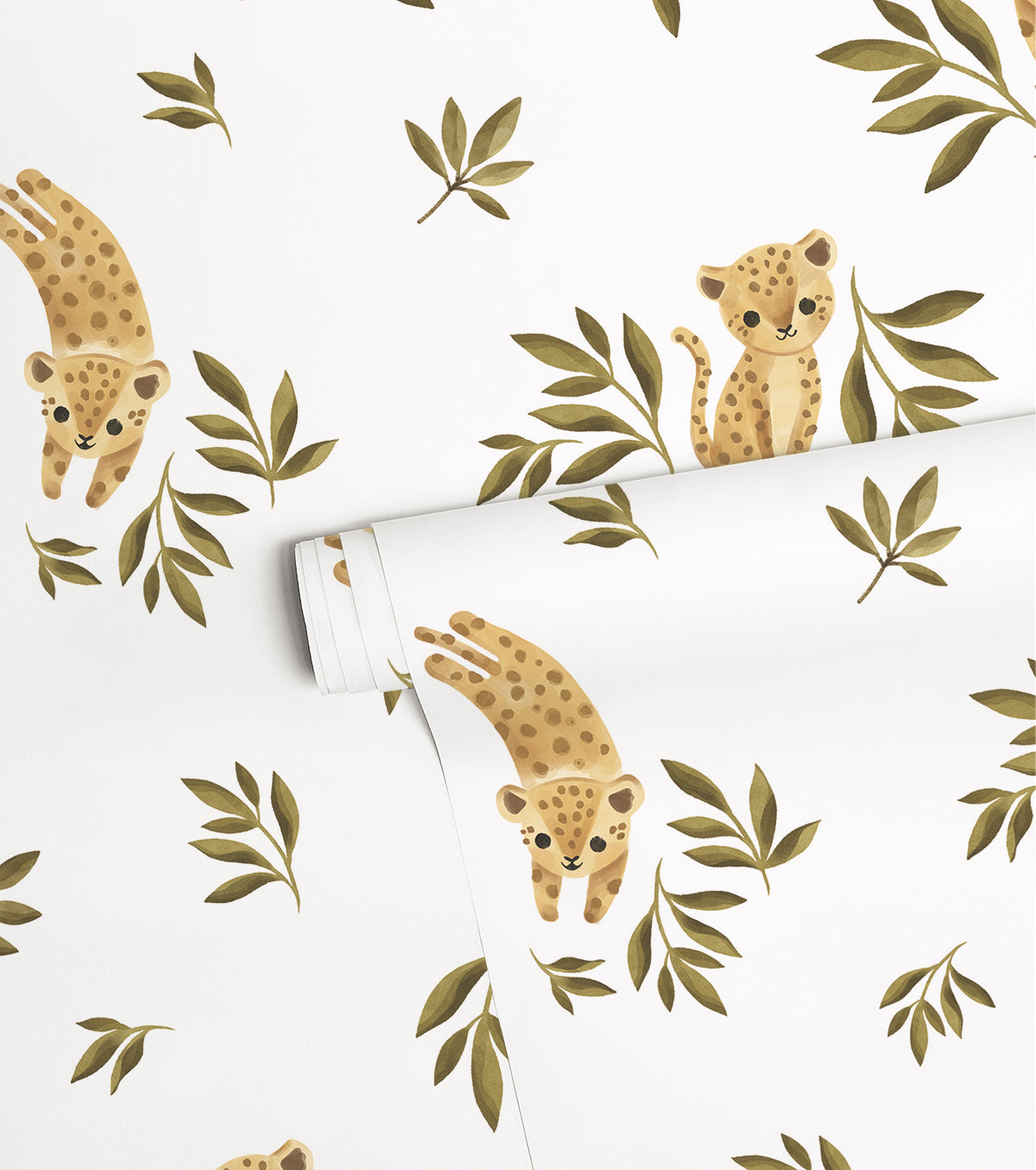 FELIDAE - Lasten tapetti - Pieni leopardi kuvio