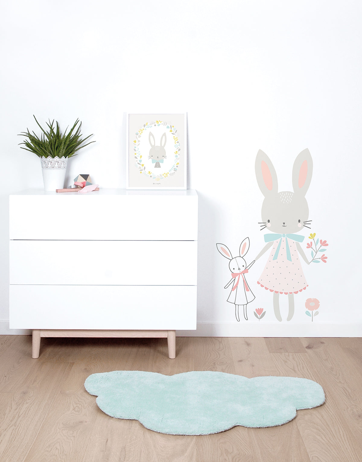SWEET BUNNIES - Lasten juliste - Vauva kani ja kukkia
