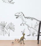 DINOSAURUS - Seinätarrat - Dinosaurukset : T - rex, pteranodon ja palmupuu