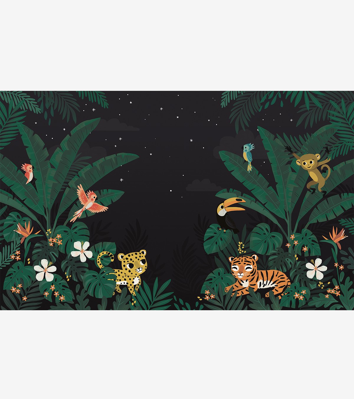 JUNGLE NIGHT - Panoraama taustakuva - Viidakon eläimet