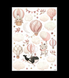 SELENE - Seinätarrat - Eläimiä ja ilmapalloja (vaaleanpunainen)
