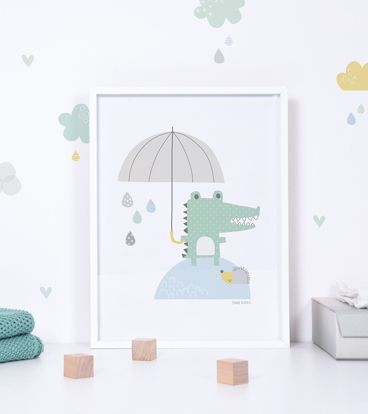 SMILE IT'S RAINING - Lasten juliste - Krokotiili ja hänen sateenvarjonsa